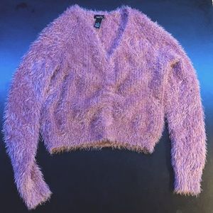 PINK FUZZY SWEATER WITH OPTIONAL SCRUNCH